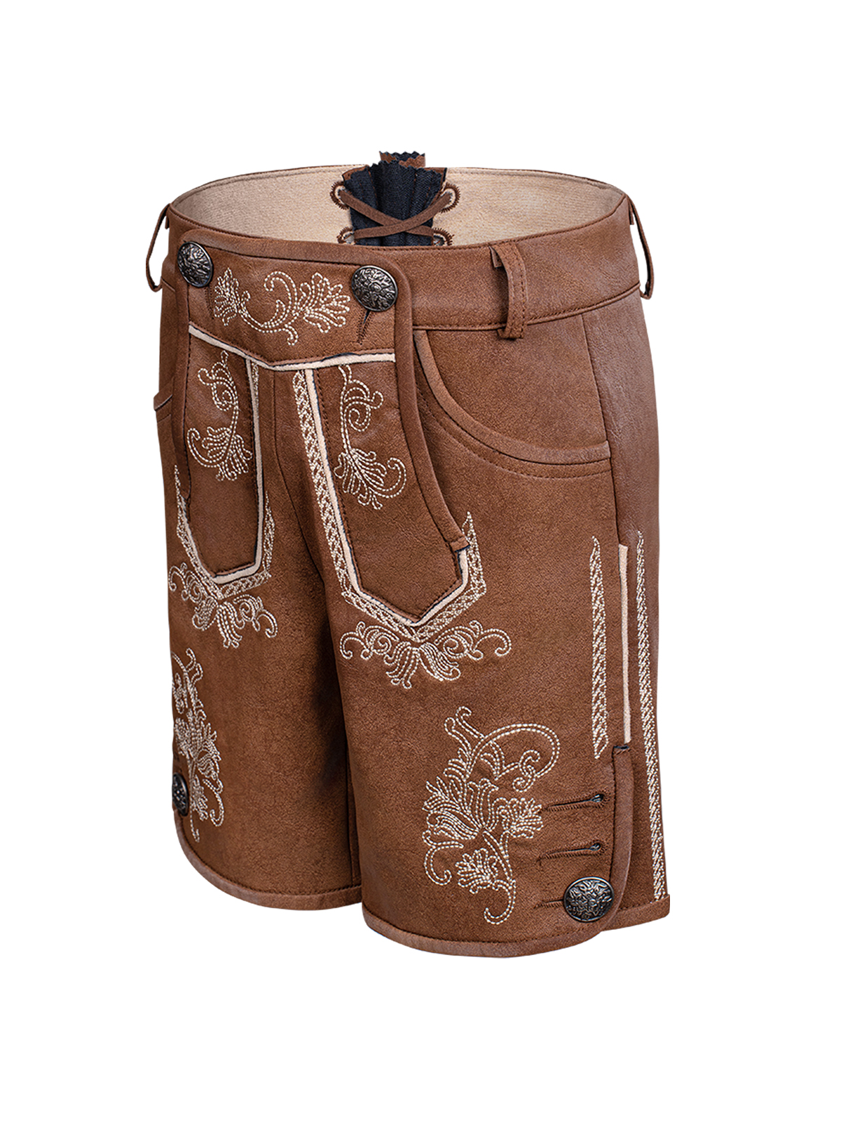 Graues Dirndl mit traditioneller Schürze