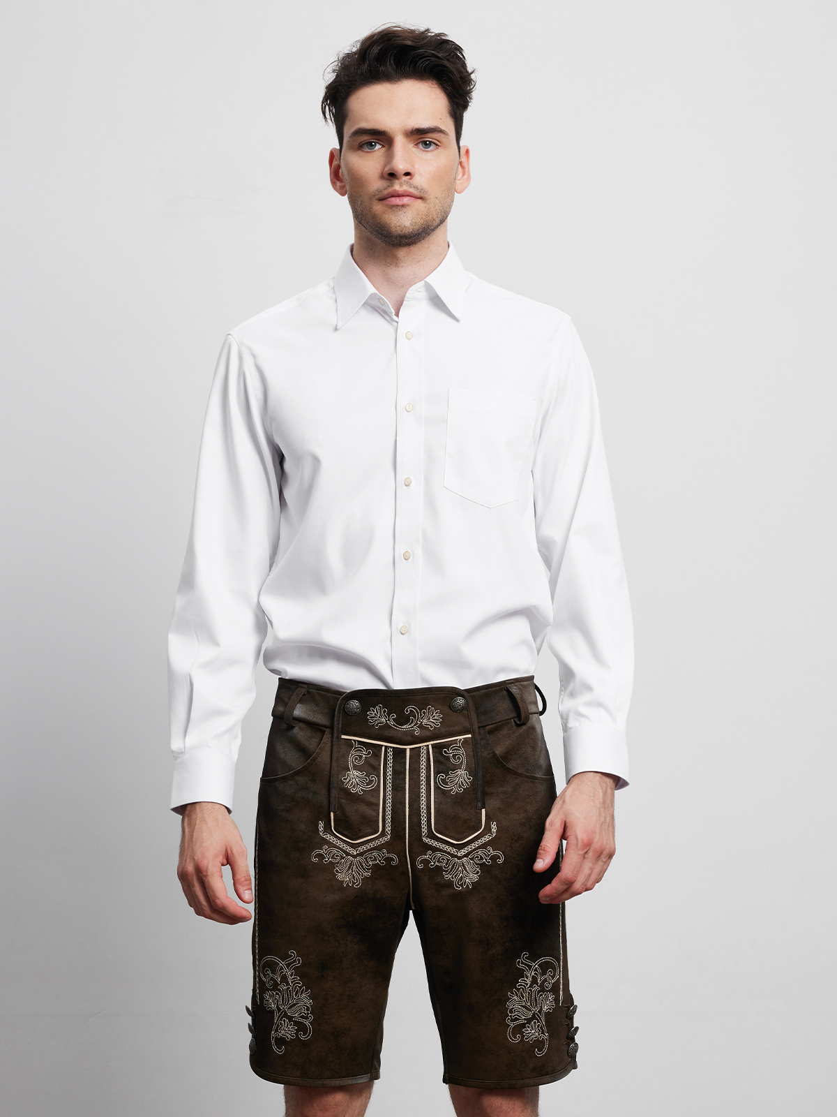 Moderne Langarm Dirndlbluse in Weiß