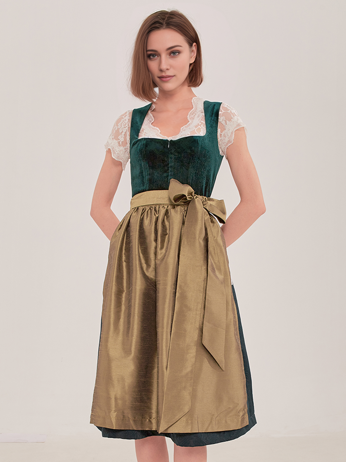 Ein elegantes grünes Dirndl mit modernem Schnitt