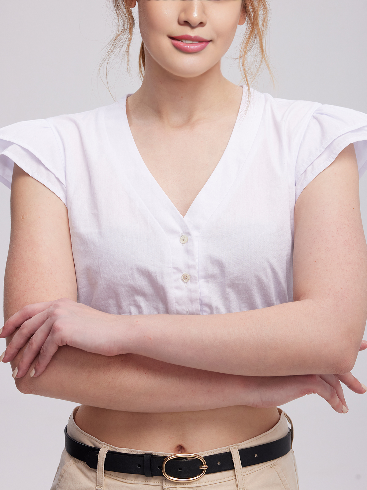 Dirndlbluse Langarm in Weiß mit Spitzendetails