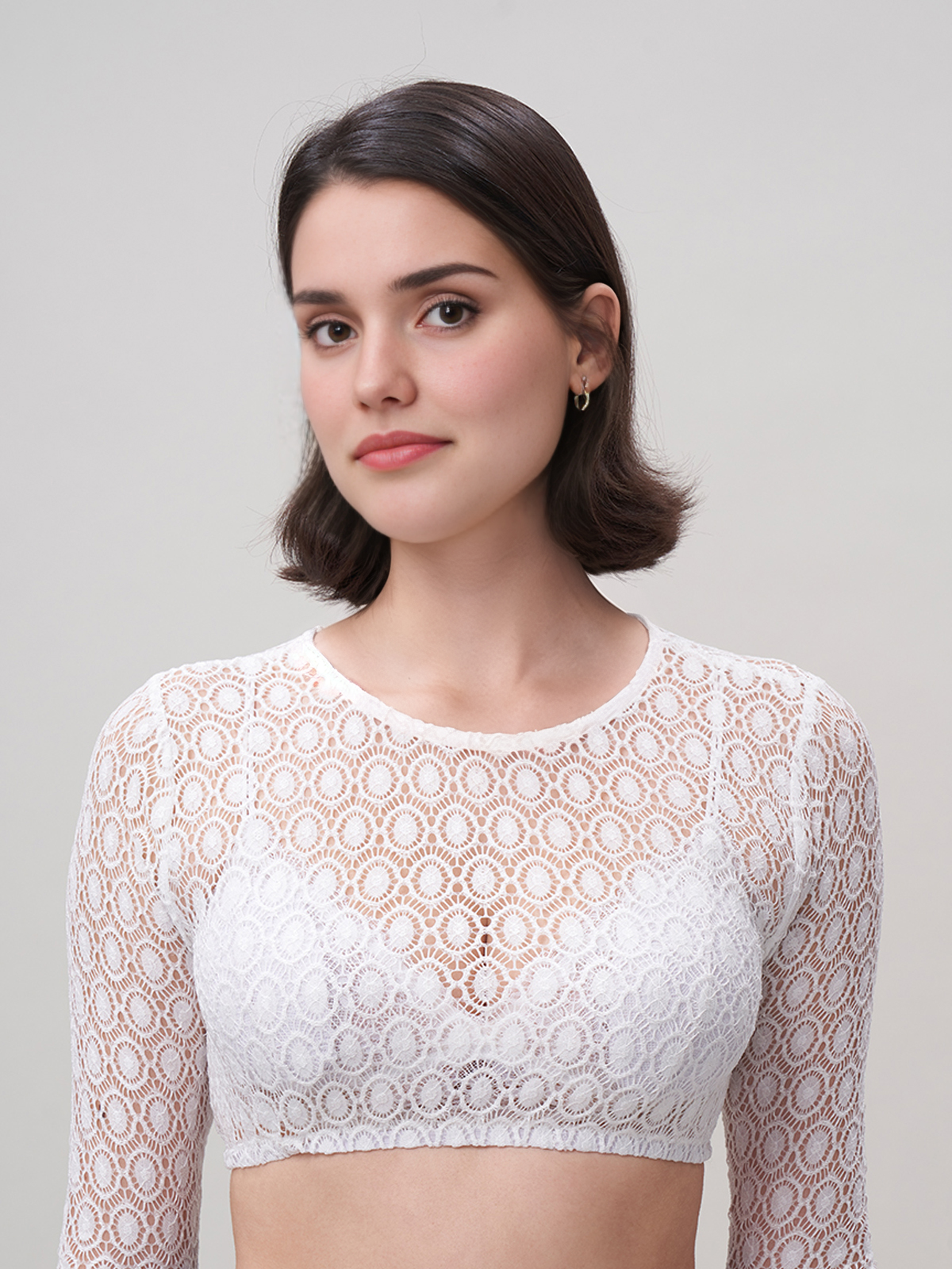 Dirndl Bluse Langarm in Weiß