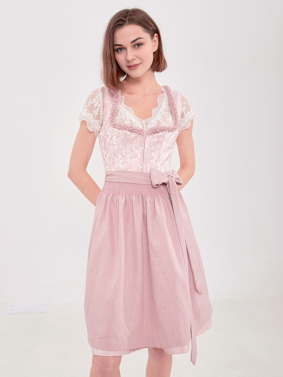 Dirndl Blau in Rosa