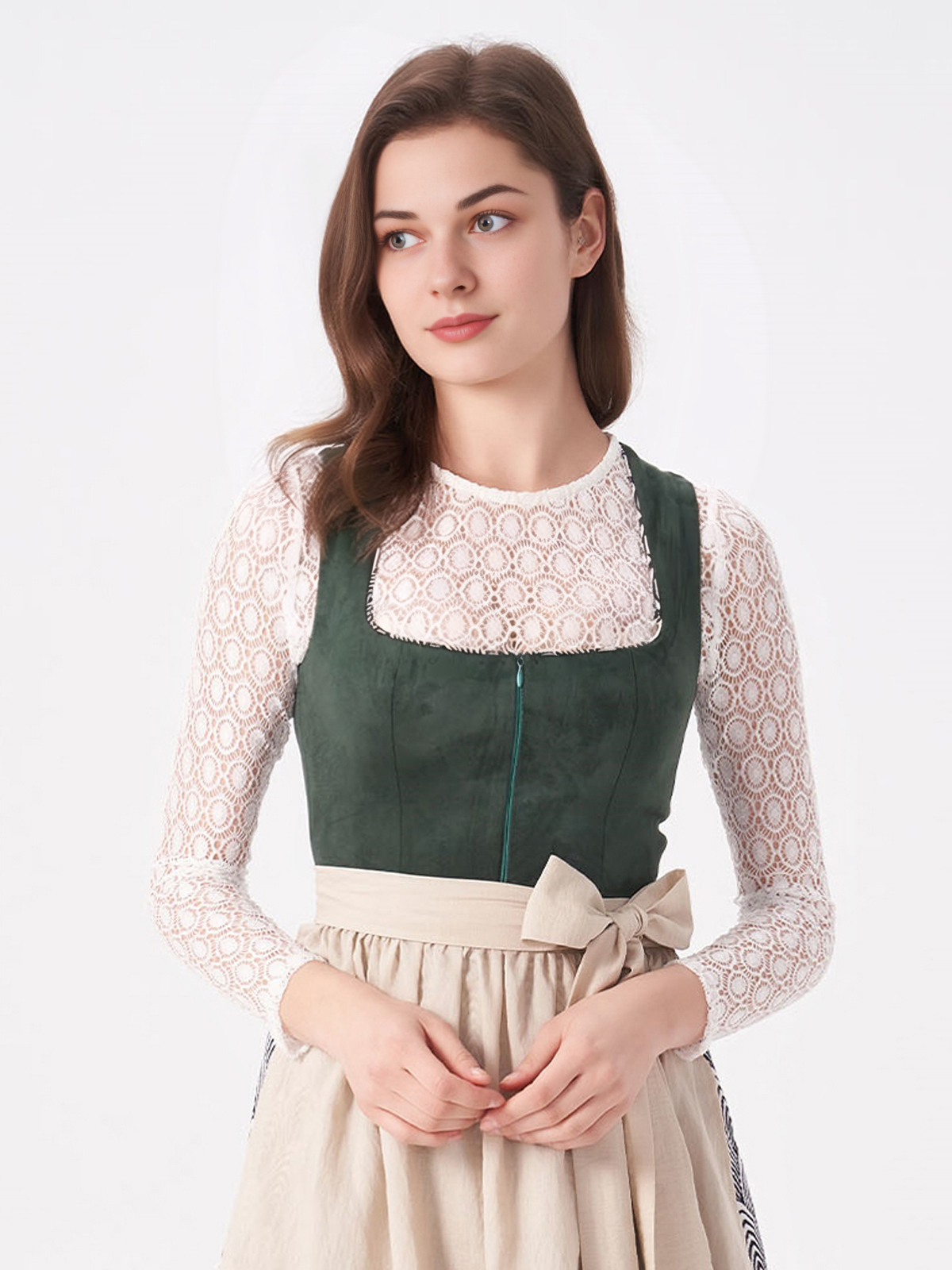 Modernes grau Dirndl mit schlankem Schnitt
